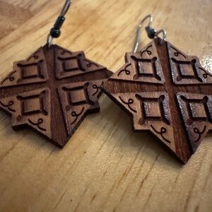 Wooden Geometric Earrings